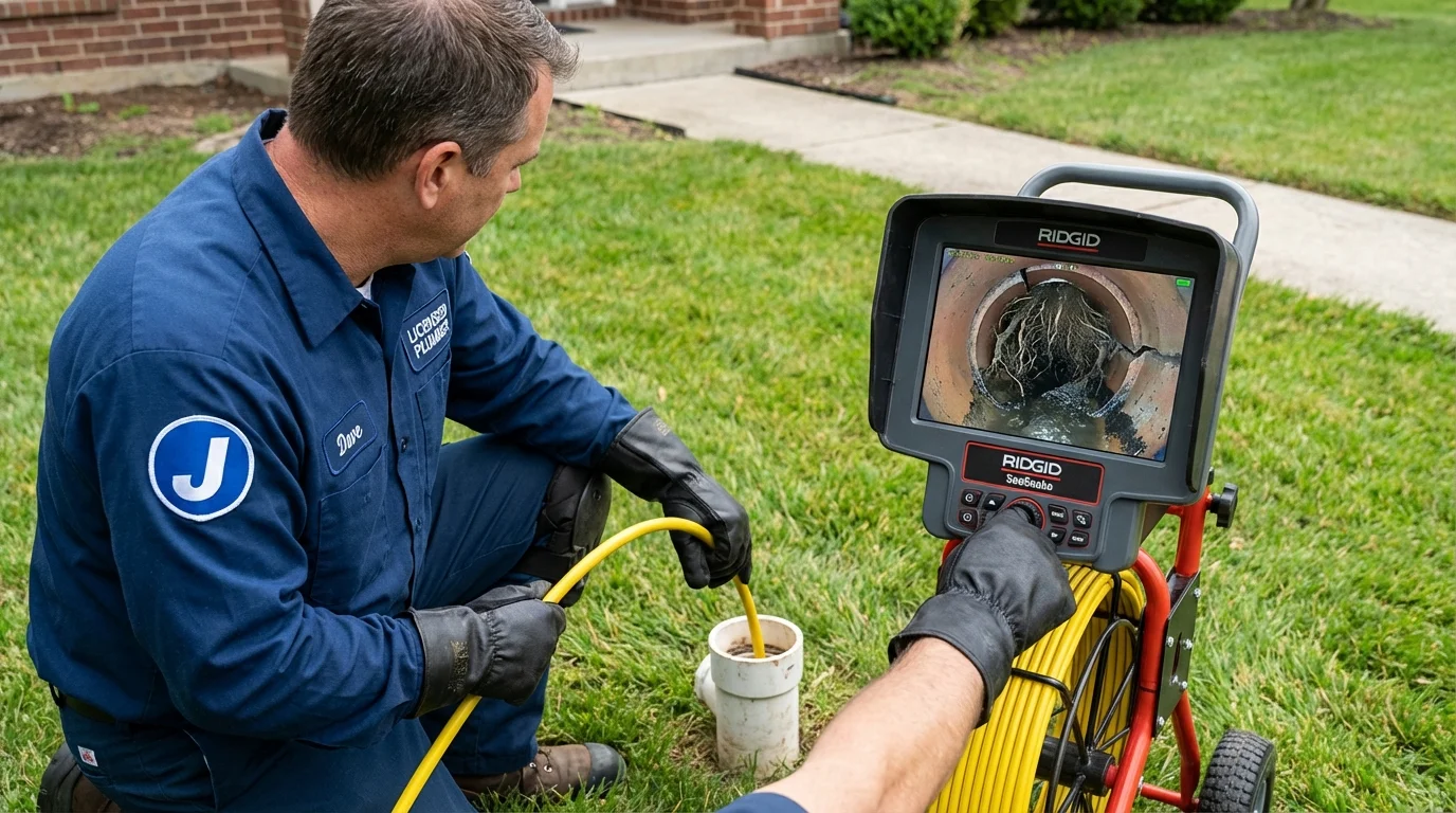 Sewer camera inspection being performed by Johns Plumbing LLC in Earlington