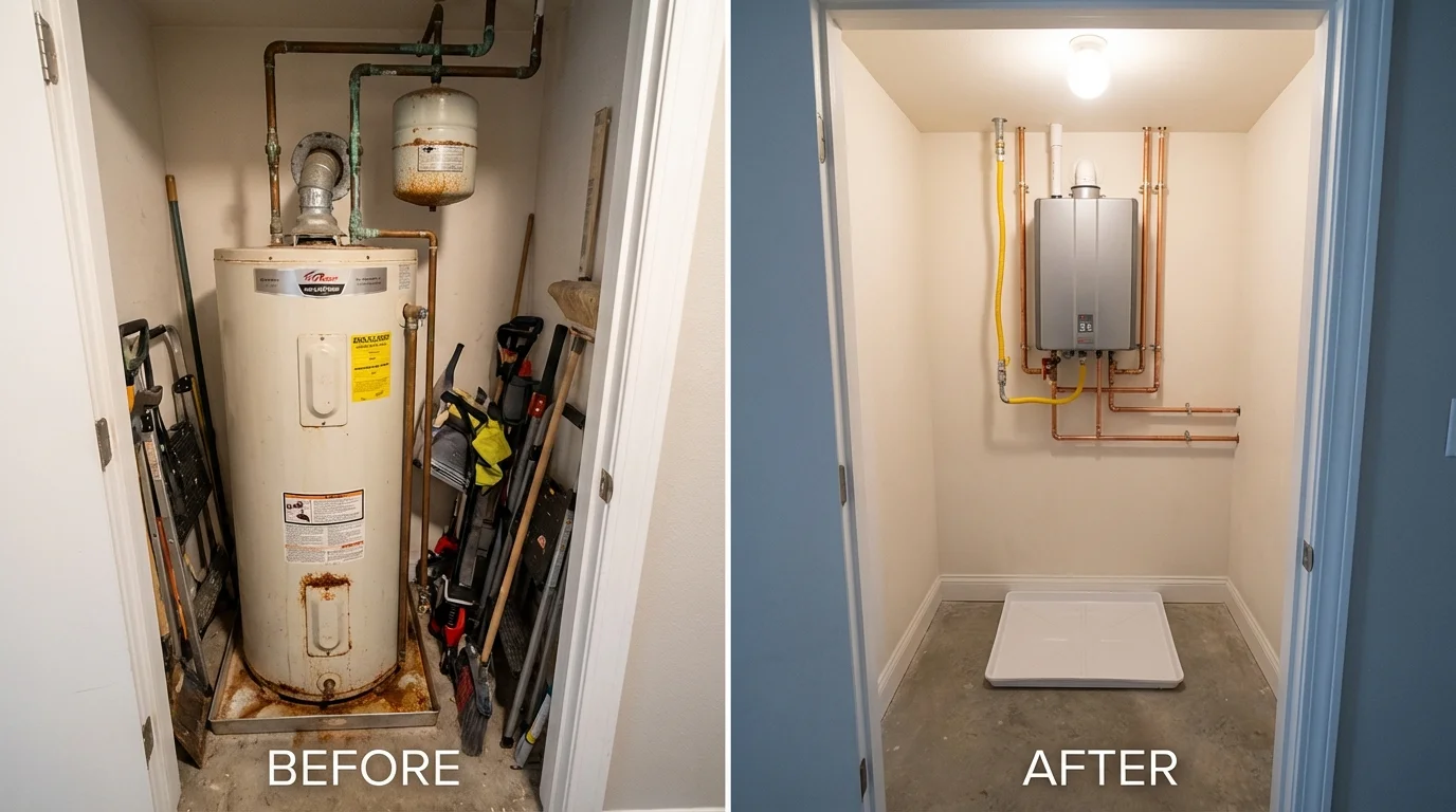 Tank water heater versus wall-mounted tankless unit comparison for Earlington, KY homeowners