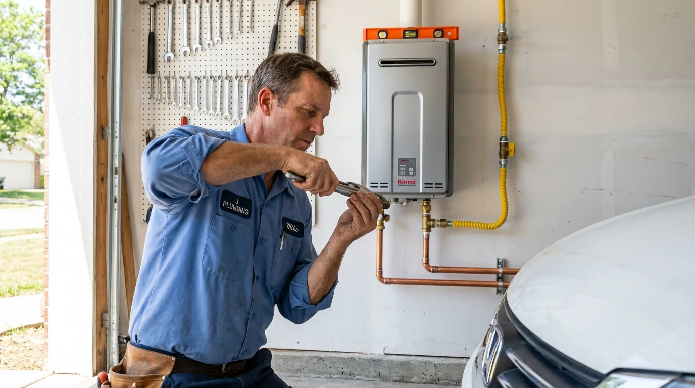 Tankless water heater installation by a Johns Plumbing LLC plumber in Earlington